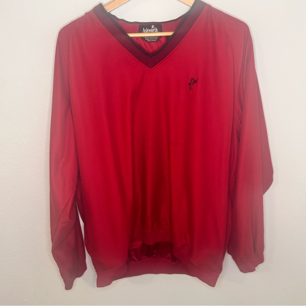 Ashworth Red V-Neck Sweater with Sporty Style